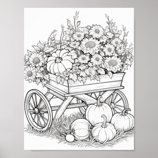 Fall/Autumn Adult Colouring Poster (Front)