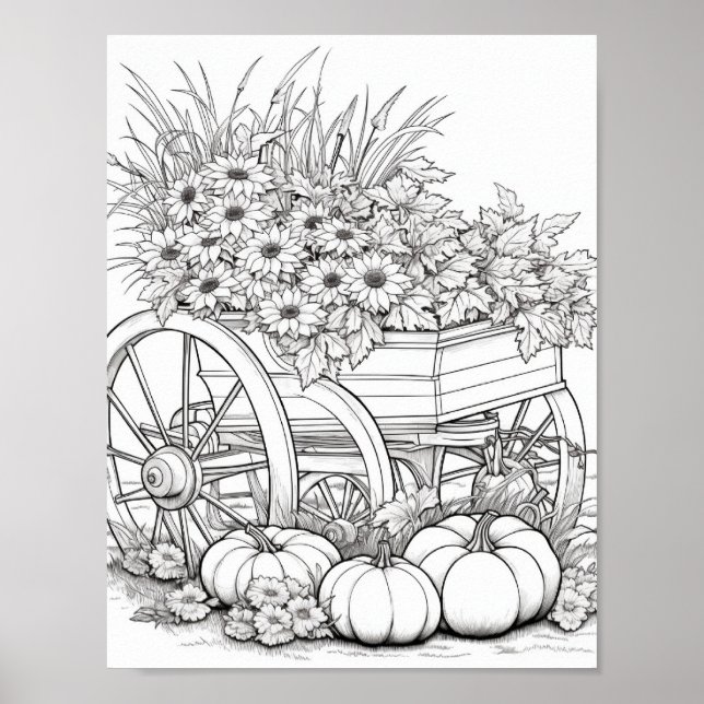 Fall/Autumn Adult Colouring Poster (Front)