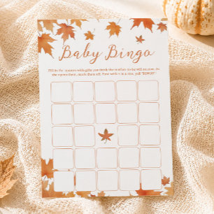 Fall Autumn Baby Shower Bingo Game Card