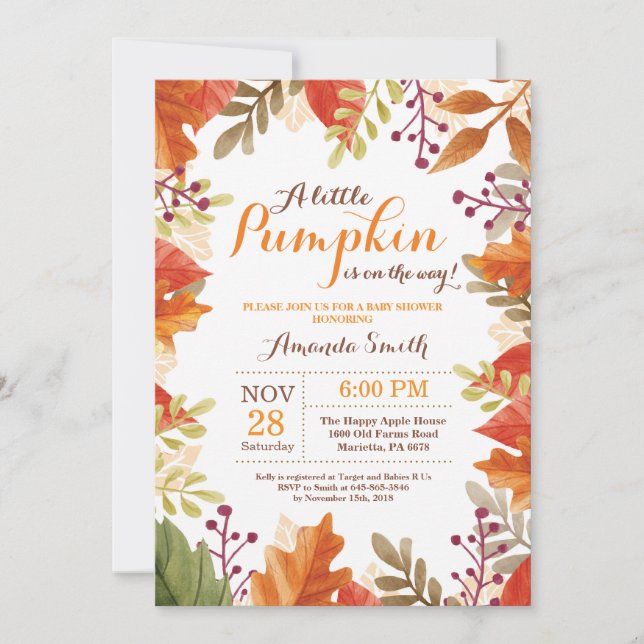 Fall Autumn Baby Shower Invitation (Front)