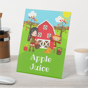 Fall Autumn Barnyard Birthday Black Hair Girl Pedestal Sign