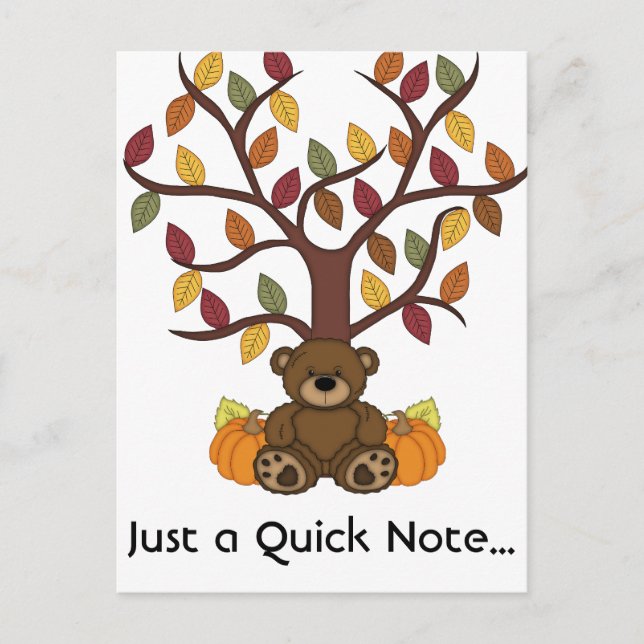 Fall Autumn Bear Design Postcard (Front)