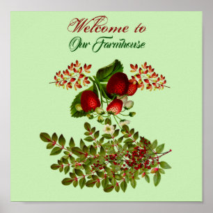 Fall & Autumn Berry Foliage Welcome Farmhouse  Poster