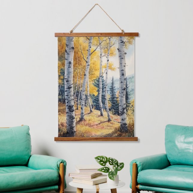 Fall Autumn Birch Trees Nature Landscape Art Hanging Tapestry (Living Room)