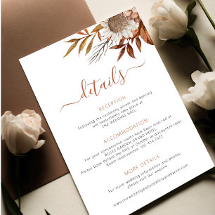 Fall autumn boho foliage leaves wedding details enclosure card