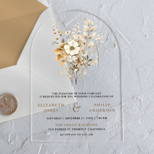 Fall Autumn Boho Wildflower Wedding Acrylic Invitations