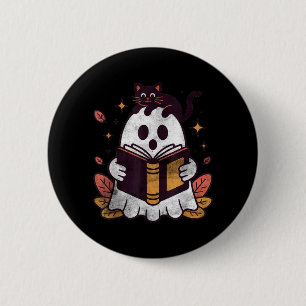 Fall Autumn Book Ghost Reading Halloween Black Cat 6 Cm Round Badge
