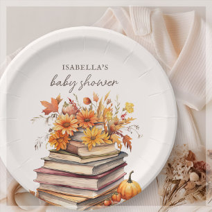 Fall Autumn Book Themed   Baby Shower  Paper Plate