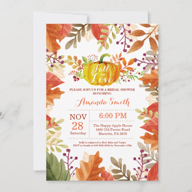 Fall Autumn Bridal Shower Invitation (Front)