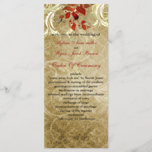 fall autumn brown leaves  wedding program programme