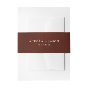 Fall Autumn Brown Red initials wedding Invitation Belly Band