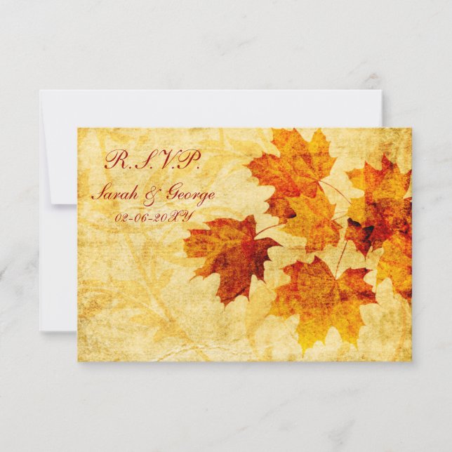 fall autumn brown wedding rsvp standard 3.5 x 5 (Front)