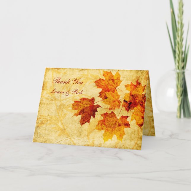 fall autumn brown wedding Thank You Card (Front)