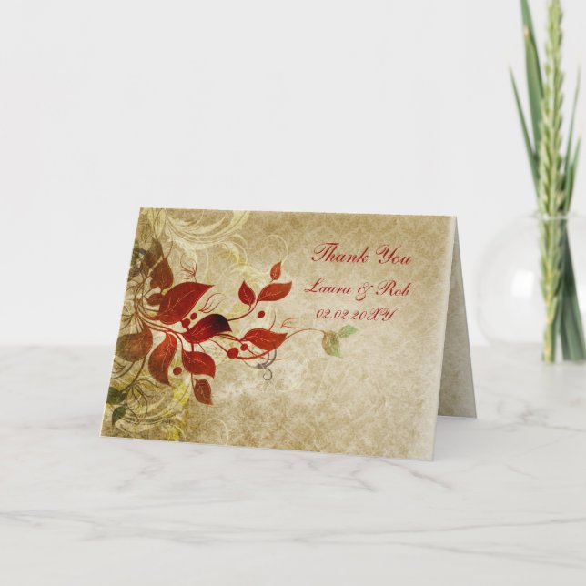 fall autumn brown wedding Thank You Card (Front)