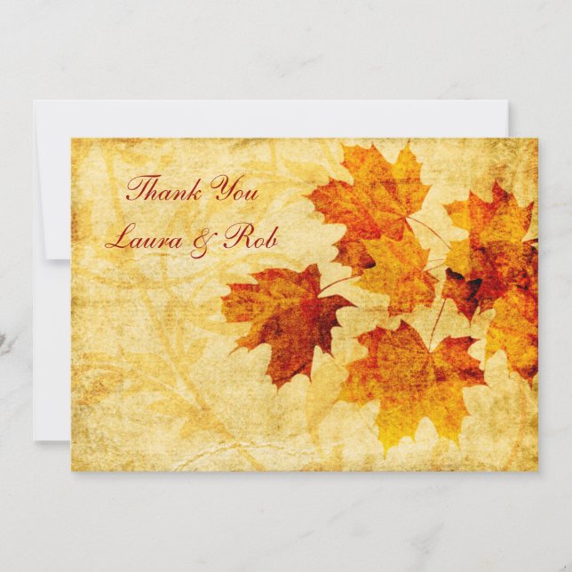 fall autumn brown wedding Thank You Invitation (Front)