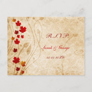 fall autumn brown winter Wedding rsvp card