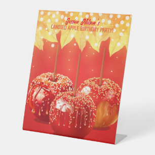 Fall Autumn Candied Apple Party Pedestal Sign