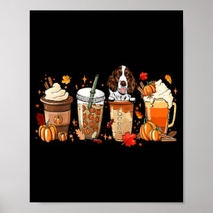 Fall Autumn Coffee English Springer Spaniel Dog Poster