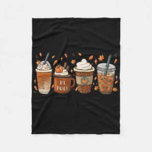 Fall Autumn Coffee Pumpkin Spice Latte Capuchino W Fleece Blanket
