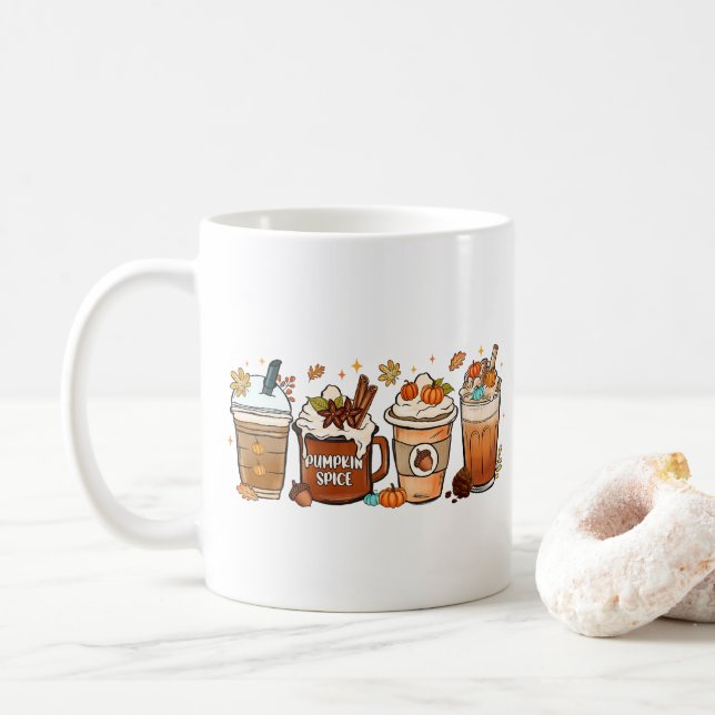Fall Autumn Coffee Pumpkin Spice Mug (With Donut)