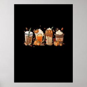 Fall Autumn Coffee Thanksgiving Pumpkin Halloween Poster