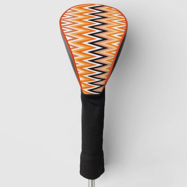 Fall Autumn Colour Chevron Pattern Golf Head Cover (Front)