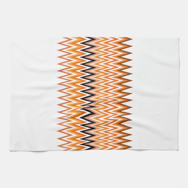 Fall Autumn Colour Chevron Pattern Tea Towel (Horizontal)
