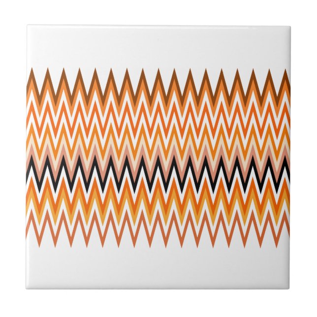 Fall Autumn Colour Chevron Pattern Tile (Front)