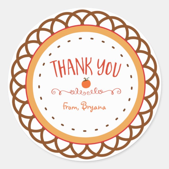 Fall Autumn Colour Thank You Favour Stickers (Front)