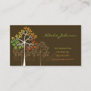 Fall Autumn Colourful Dotted Trees Modern Nature Business Card