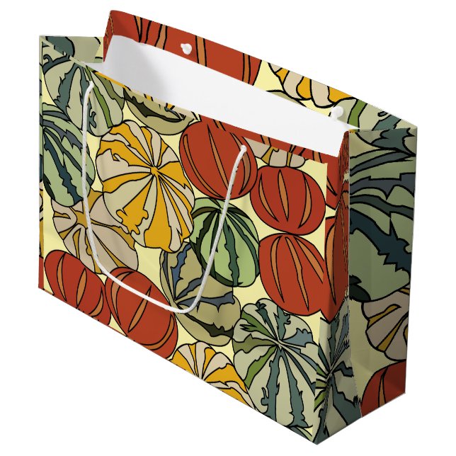 Fall Autumn Colourful Pumpkins Large Gift Bag (Front Angled)