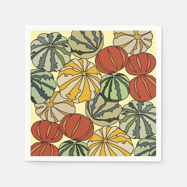 Fall Autumn Colourful Pumpkins Party Napkin (Front)