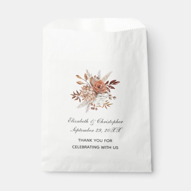 Fall Autumn Colours Floral Trendy Wedding    Favour Bags (Front)