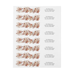 Fall Autumn Colours Peach Pink Browns Wedding Wrap Around Label