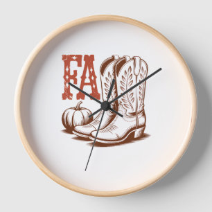 Fall Autumn Cowgirl Pumpkin Clock