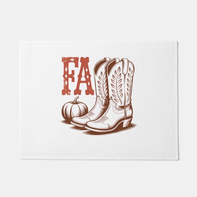 Fall Autumn Cowgirl Pumpkin Doormat (Front)