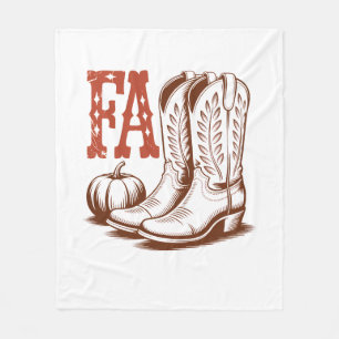 Fall Autumn Cowgirl Pumpkin Fleece Blanket