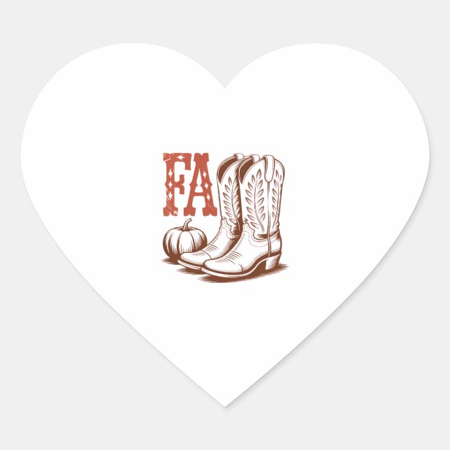 Fall Autumn Cowgirl Pumpkin Heart Sticker (Front)