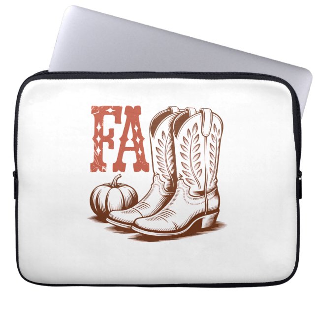 Fall Autumn Cowgirl Pumpkin Laptop Sleeve (Front)
