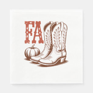 Fall Autumn Cowgirl Pumpkin Napkin
