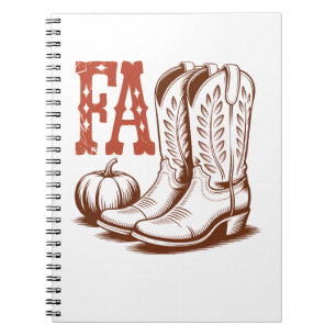Fall Autumn Cowgirl Pumpkin Notebook