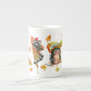 Fall Autumn Cute Animals Clipart Bone China Mug