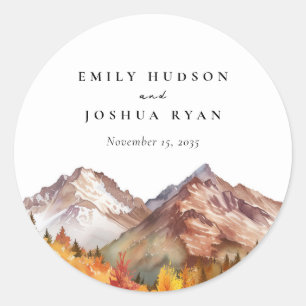 Fall Autumn Elegant Wedding Classic Round Sticker