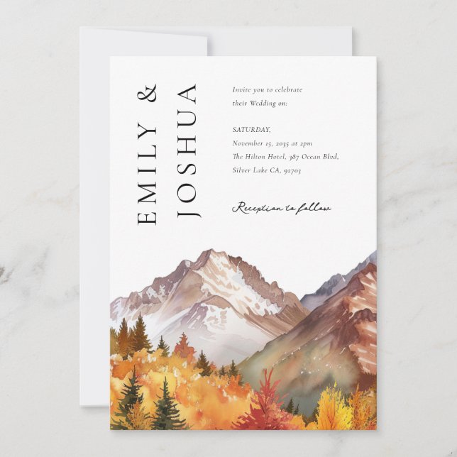 Fall Autumn Elegant Wedding Invitation (Front)