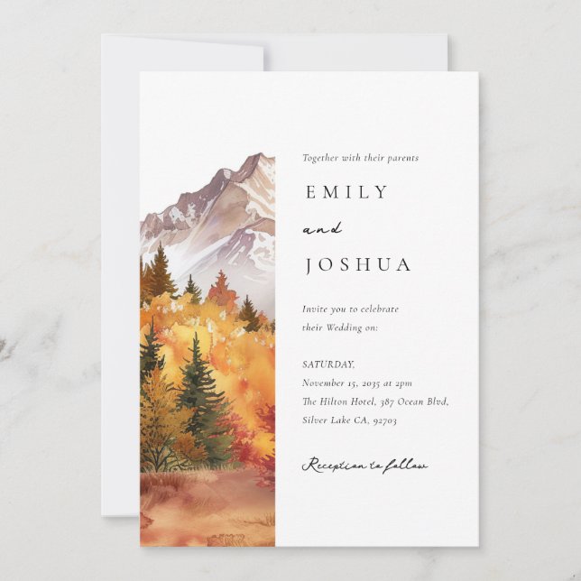 Fall Autumn Elegant Wedding Invitation (Front)