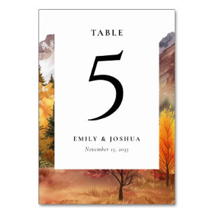 Fall Autumn Elegant Wedding Table Card