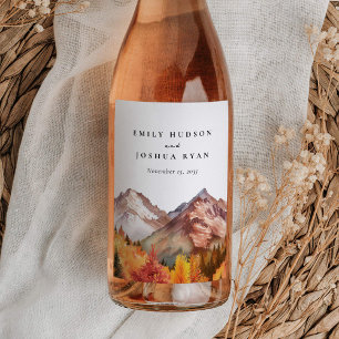 Fall Autumn Elegant Wedding Wine Label