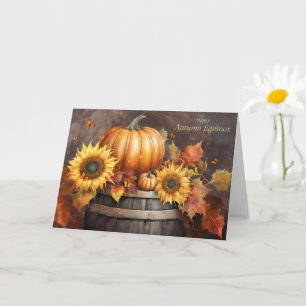 Fall Autumn Equinox with Pretty Foliage Pumpkin Card
