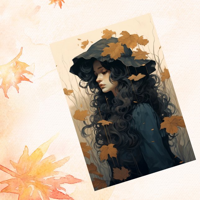 Fall Autumn Falling Maple Leaves Lovely Girl  Tissue Paper (Creator Uploaded)