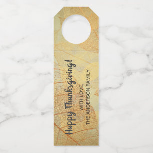 Fall - Autumn Family Monogram Leaves Bottle Tag